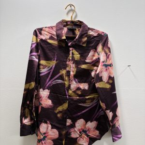 Women’s Black Floral Print Button-Down Shirt
