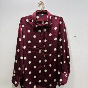 Women’s Maroon Polka Dot Button-Down Shirt
