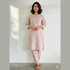 Women’s Floral Design Cotton Co-ord Set - 2 piece